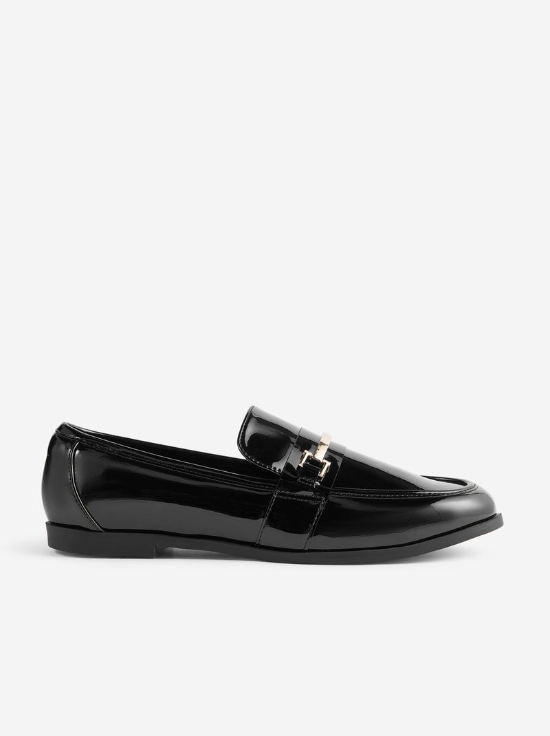 Mocassins vernies avec bijoux dorés fantaisies Noir - Kiabi