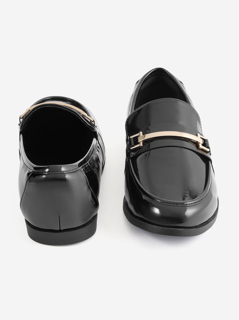 Mocassins vernies avec bijoux dorés fantaisies Noir - Kiabi