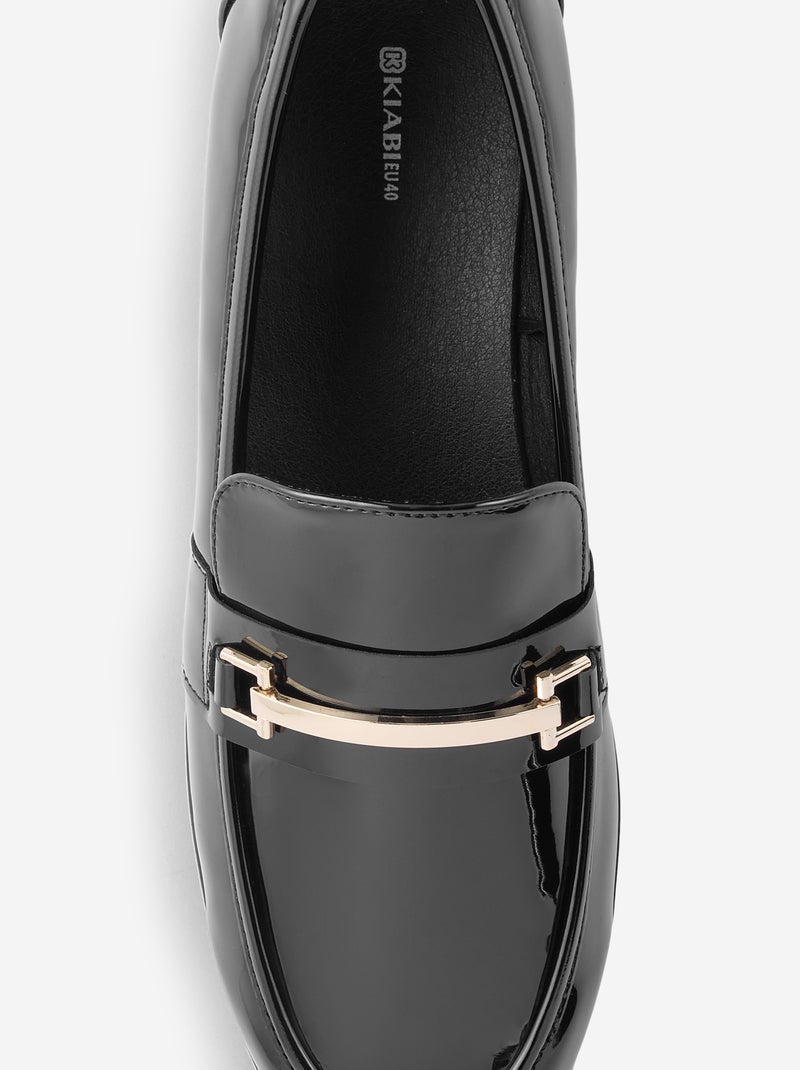 Mocassins vernies avec bijoux dorés fantaisies Noir - Kiabi