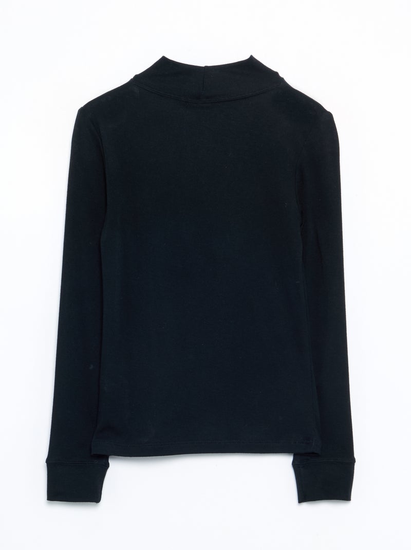 Mock neck wool blend T-shirt Black - Kiabi