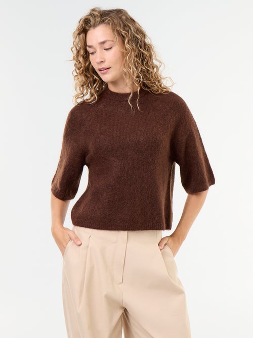 Mohair-Pullover mit kurzen Ärmeln und überschnittenen Schultern - Kiabi