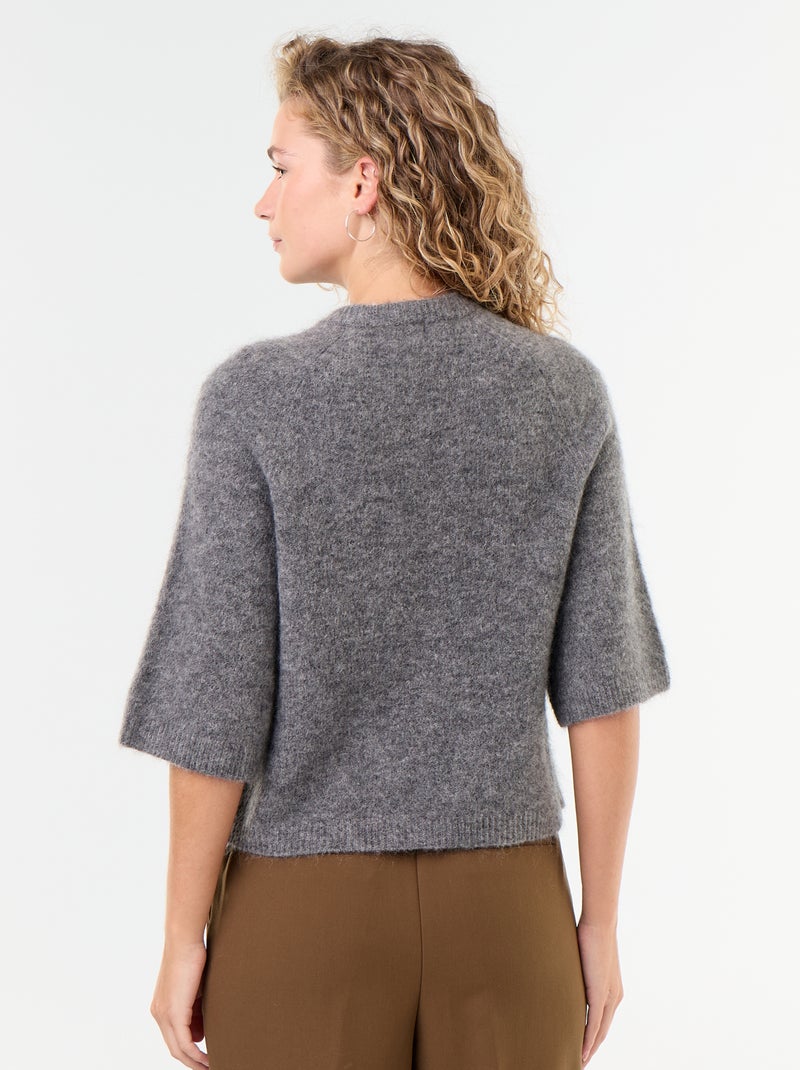 Mohair-Pullover mit kurzen Ärmeln und überschnittenen Schultern Gris - Kiabi