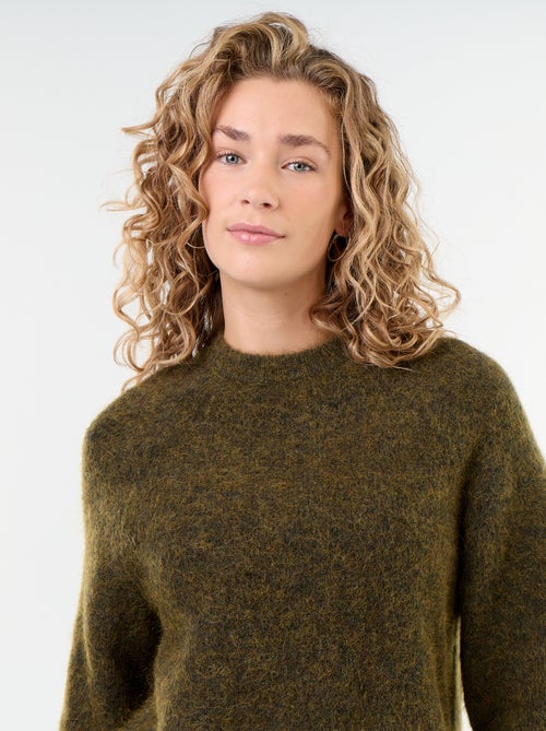 Mohair-Pullover mit kurzen Ärmeln und überschnittenen Schultern - Kiabi