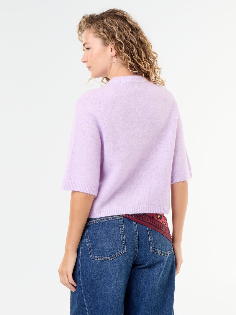 Mohair Short-Sleeve Drop-Shoulder Sweater Pink - Kiabi