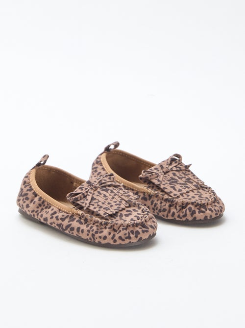 Mokassins in Wildlederoptik mit Leopardenmuster - Kiabi