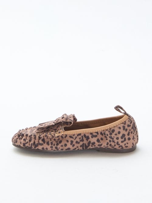 Mokassins in Wildlederoptik mit Leopardenmuster - Kiabi