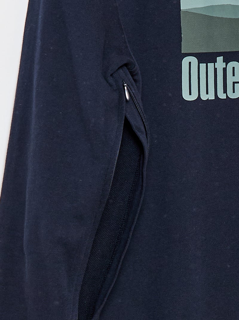 Molton-Sweatshirt mit Print - Leicht anzuziehen Blau - Kiabi