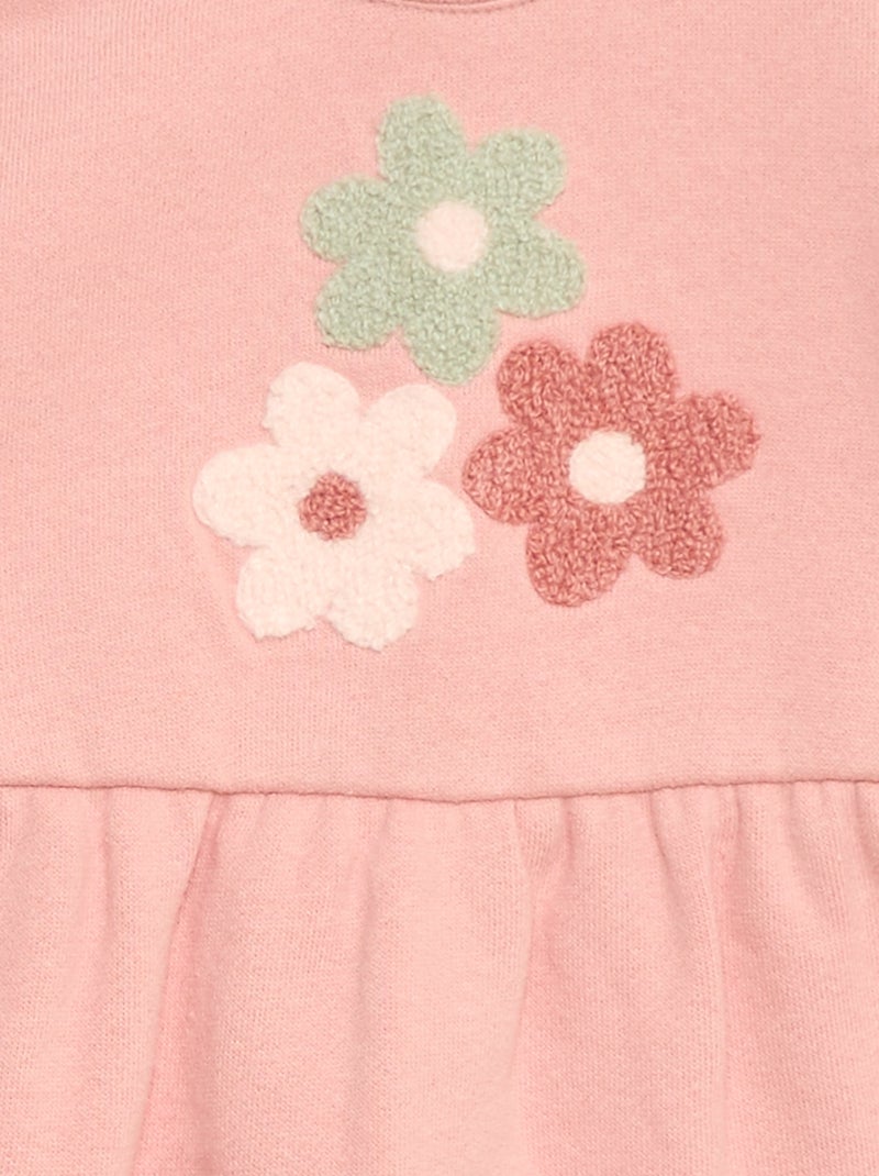Moltonkleid mit fröhlichem Motiv Rosa - Kiabi
