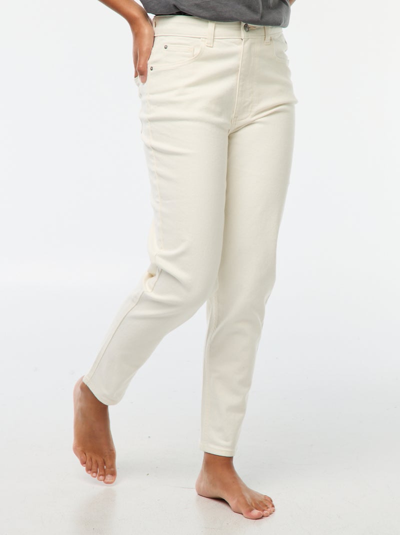 Mom-Jeans mit 5 Taschen L34 Weiß - Kiabi