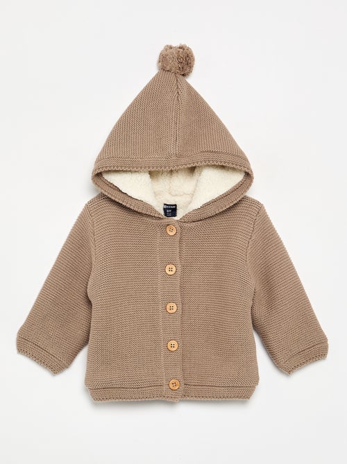 Moss stitch lined hooded cardigan - Kiabi