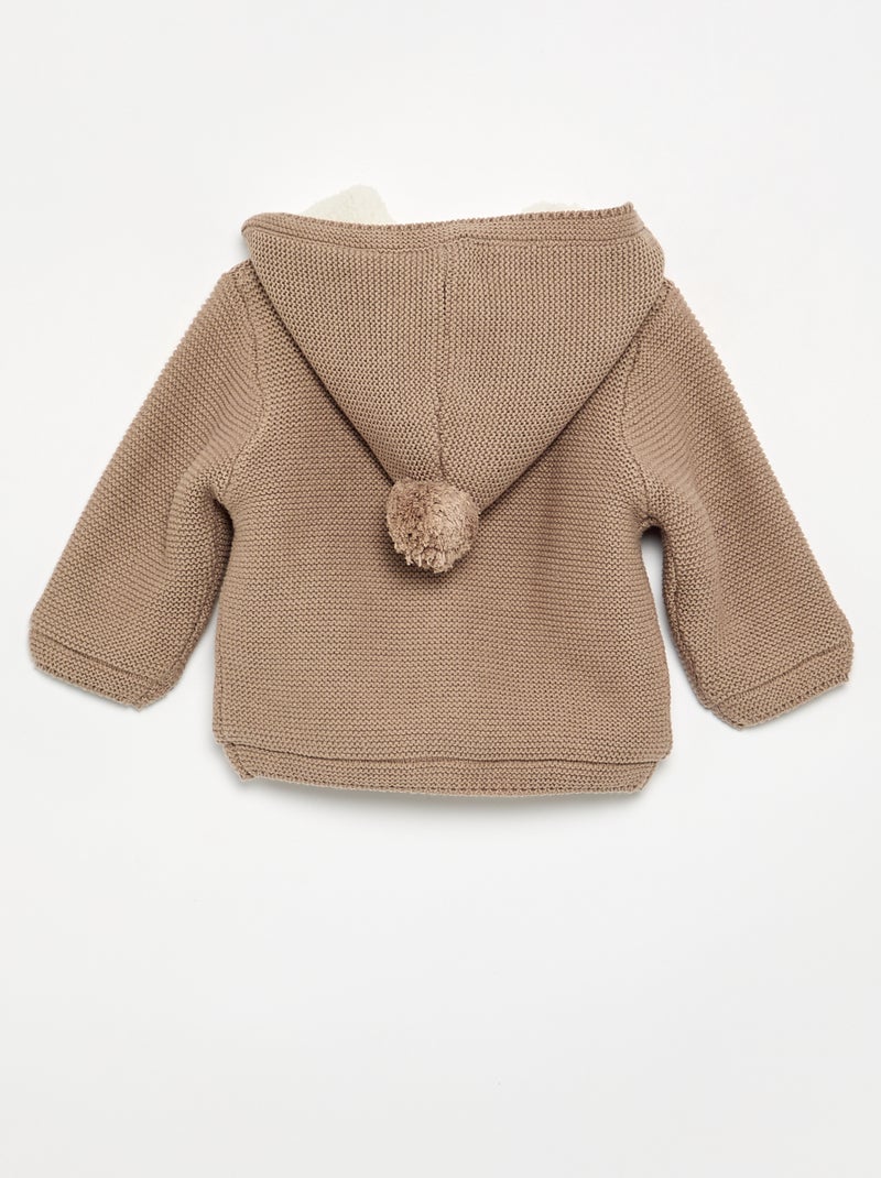Moss stitch lined hooded cardigan Beige - Kiabi