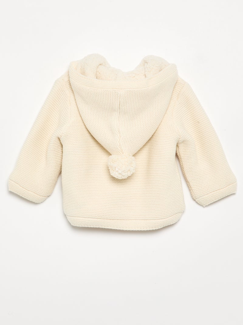 Moss stitch lined hooded cardigan White - Kiabi