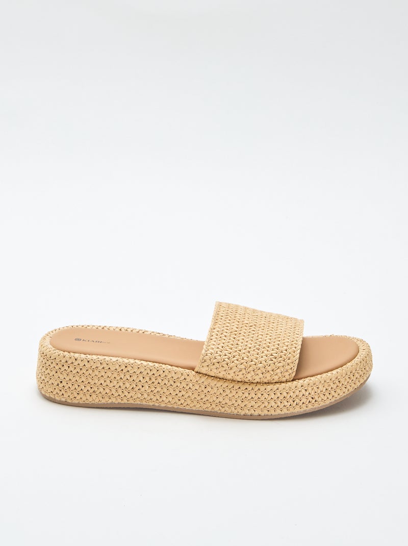 Mule compensée imitation paille Beige - Kiabi