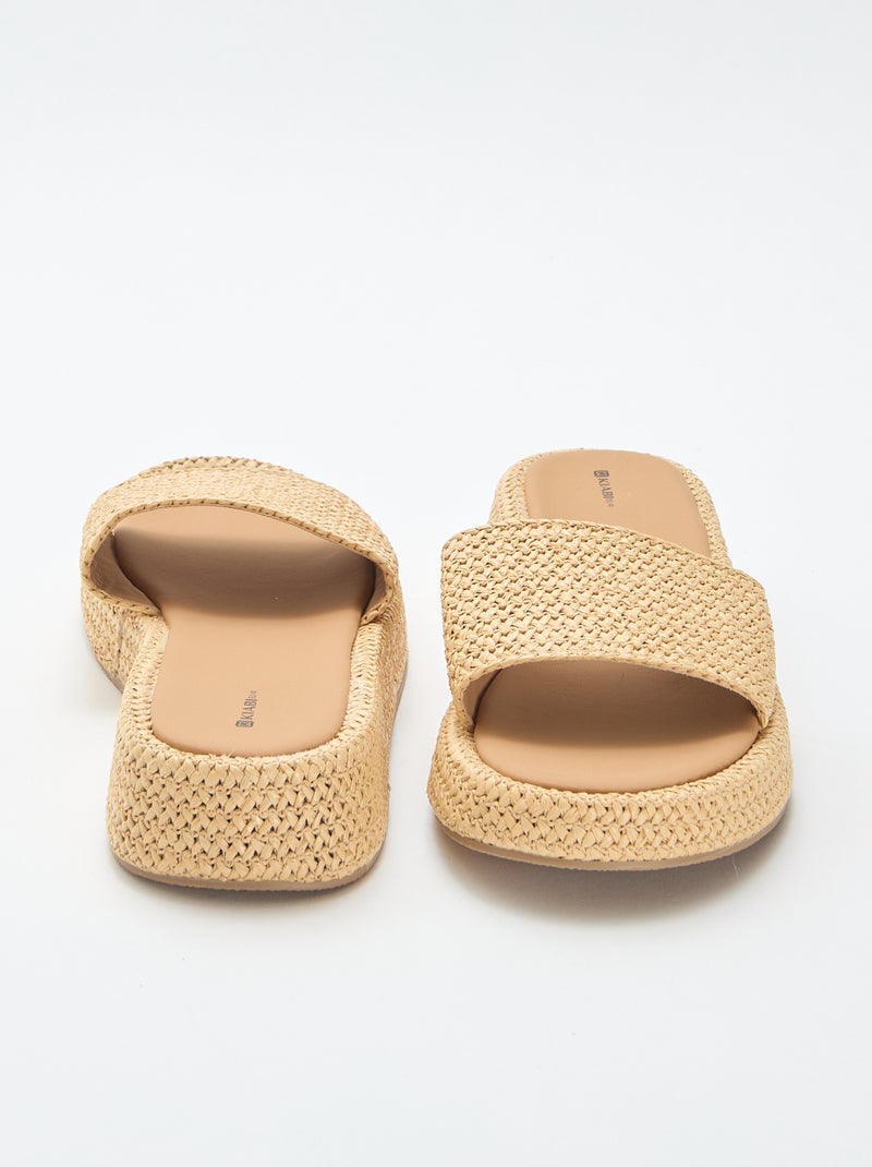 Mule compensée imitation paille Beige - Kiabi
