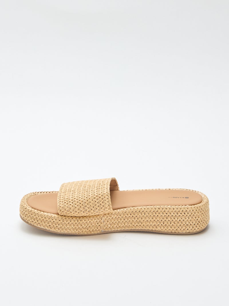 Mule compensée imitation paille Beige - Kiabi