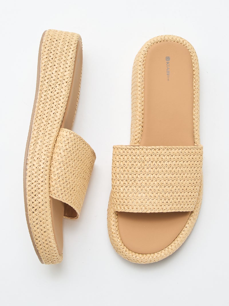 Mule compensée imitation paille Beige - Kiabi