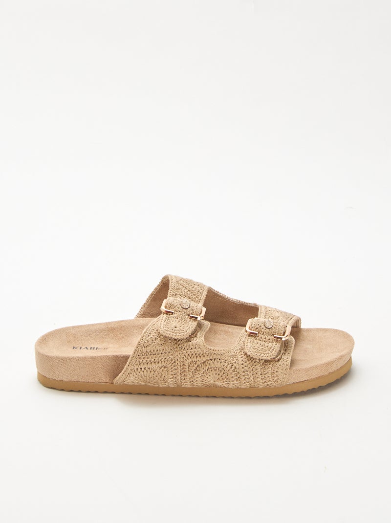 Mules a doppia fascia in macramè Beige - Kiabi