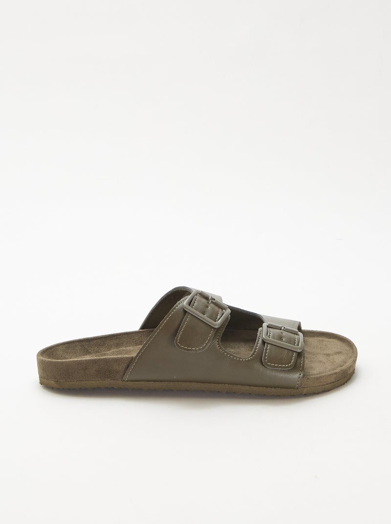 Mules a doppia fascia Kaki - Kiabi
