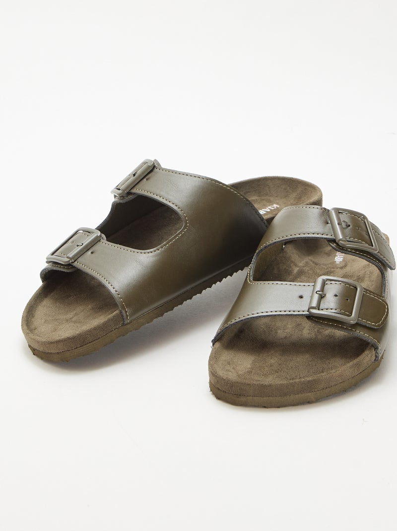 Mules a doppia fascia Kaki - Kiabi