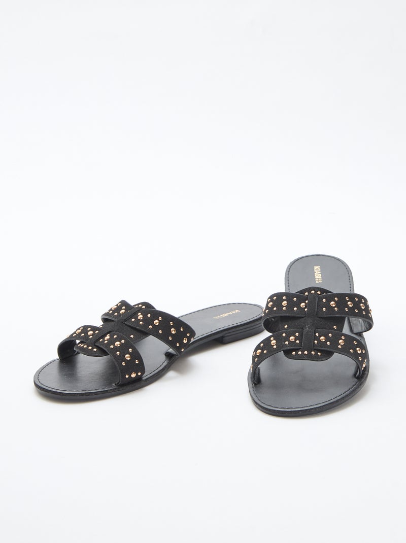 Mules avec bride en macramé brillant Noir - Kiabi