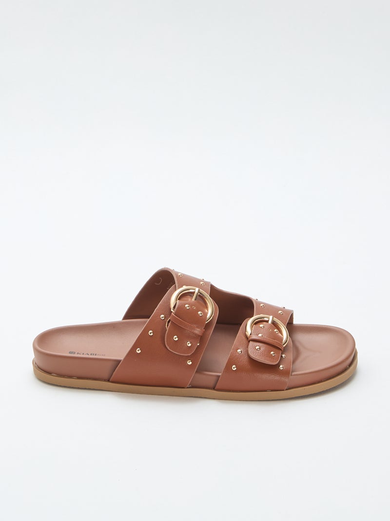 Mules avec brides à boucle dorée Marron - Kiabi