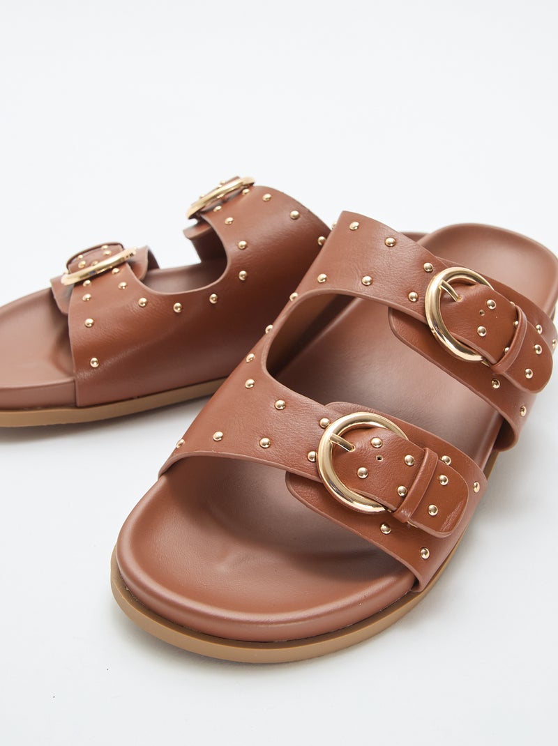 Mules avec brides à boucle dorée Marron - Kiabi