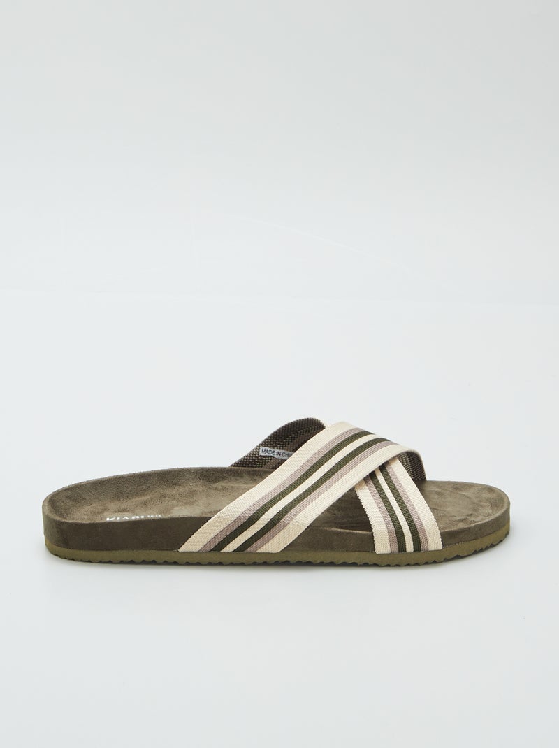Mules avec brides croisées Kaki - Kiabi