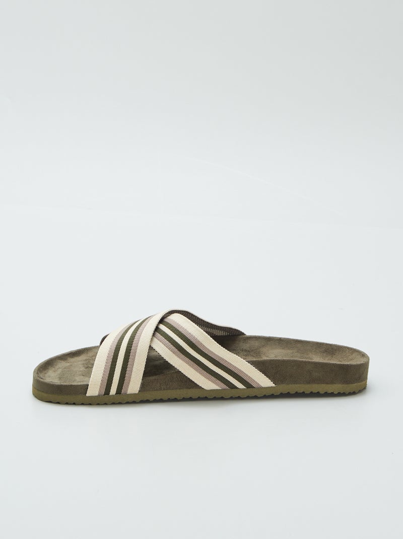 Mules avec brides croisées Kaki - Kiabi