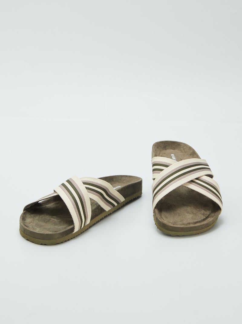 Mules avec brides croisées Kaki - Kiabi