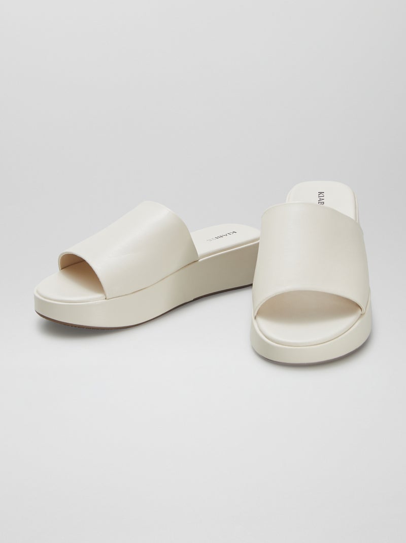 Mules compensées en simili Beige - Kiabi