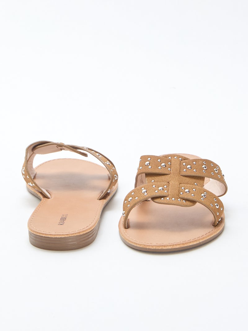 Mules con fascia in macramè lucido Marrone - Kiabi