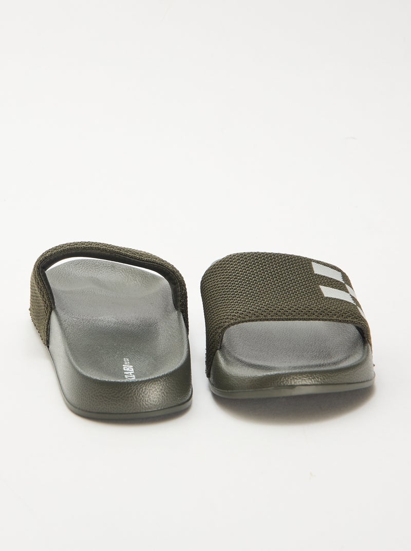 Mules de piscine avec bride en mesh Kaki - Kiabi