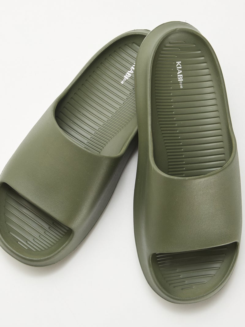 Mules de piscine compensées Kaki - Kiabi