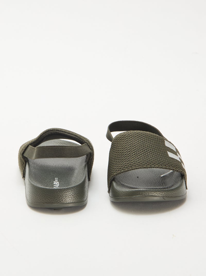 Mules de piscine élastiquées Kaki - Kiabi