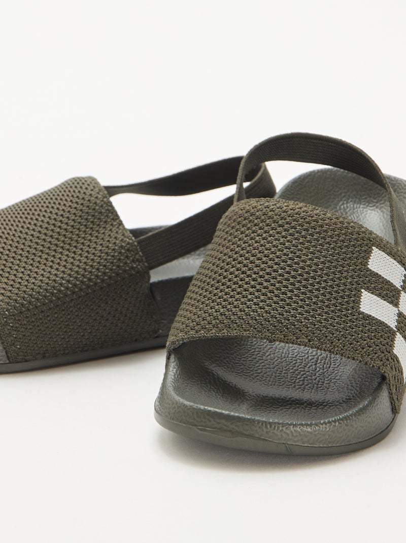 Mules de piscine élastiquées Kaki - Kiabi