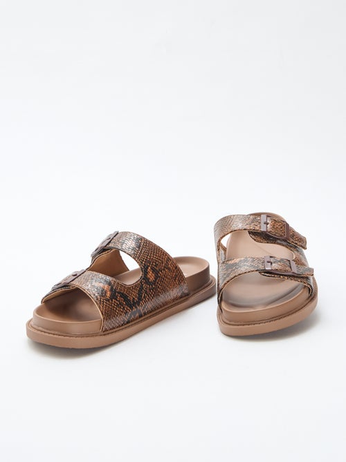 Mules dorate a doppia fascia - Kiabi