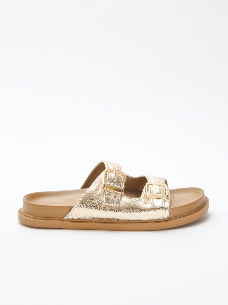 Mules dorées à double bride Doré - Kiabi