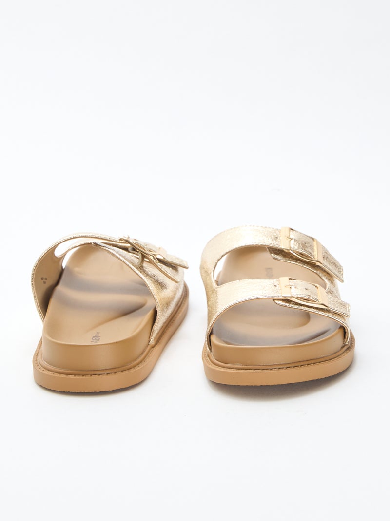 Mules dorées à double bride Doré - Kiabi
