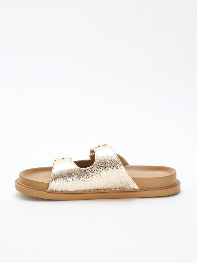 Mules dorées à double bride Doré - Kiabi