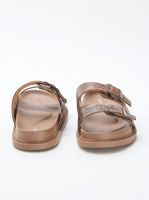 Mules dorées à double bride - Kiabi