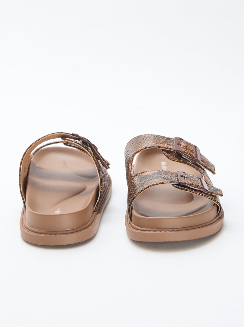 Mules dorées à double bride Marron - Kiabi