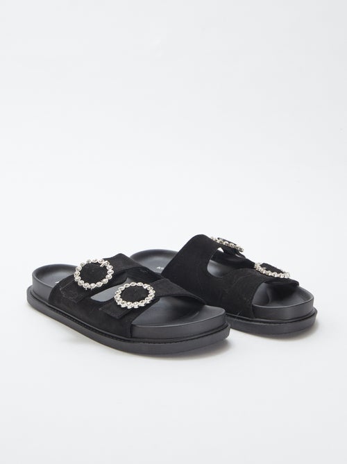 Mules double bride à strass - Kiabi