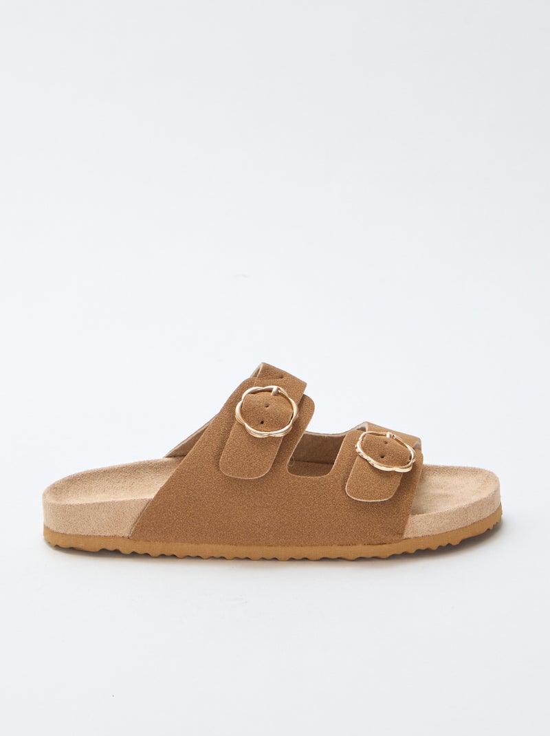 Mules double bride Marron - Kiabi