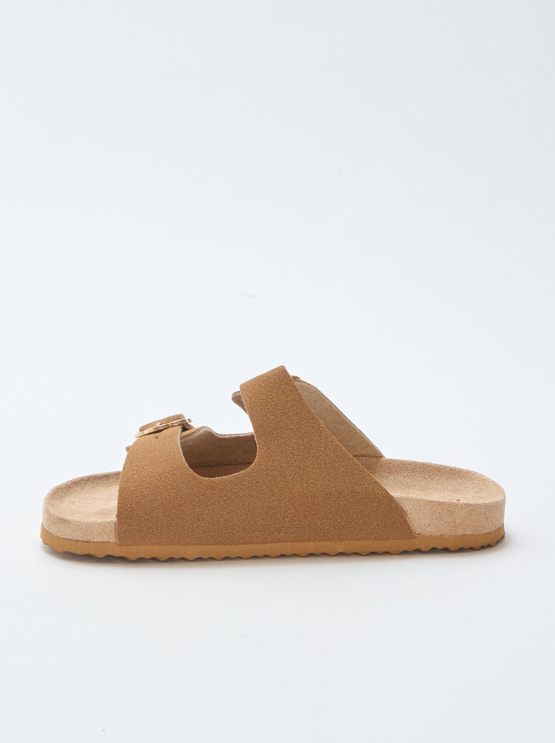 Mules double bride Marron - Kiabi