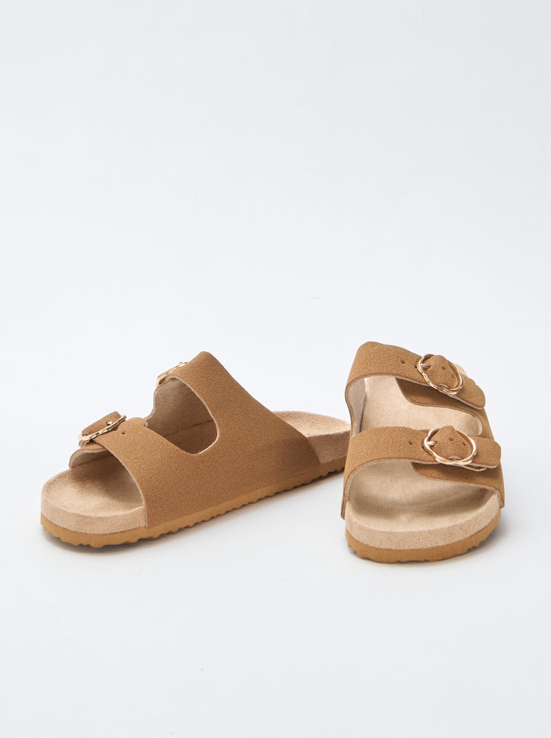 Mules double bride Marron - Kiabi