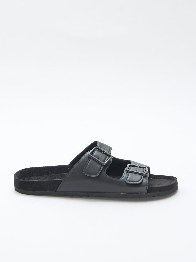 Mules double brides Noir - Kiabi