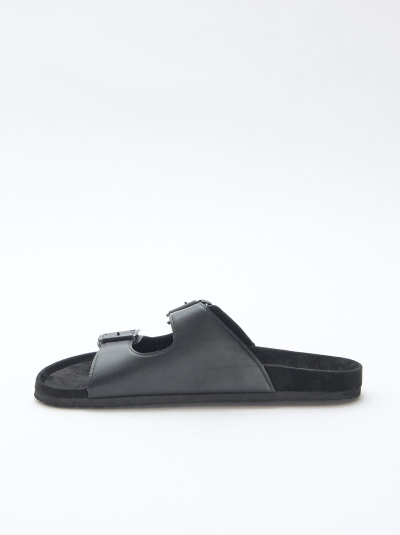 Mules double brides Noir - Kiabi