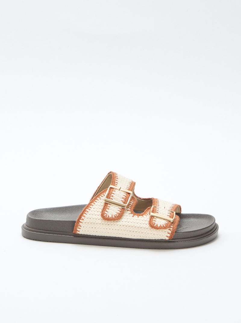 Mules doubles brides à crochet Beige - Kiabi
