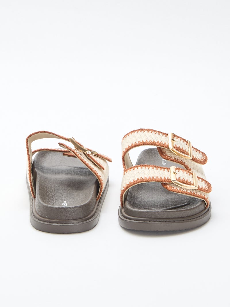 Mules doubles brides à crochet Beige - Kiabi