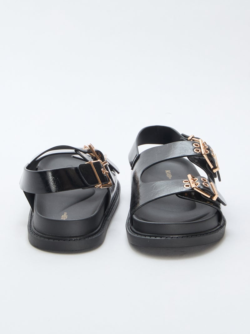 Mules en simili avec 3 brides réglables Noir - Kiabi